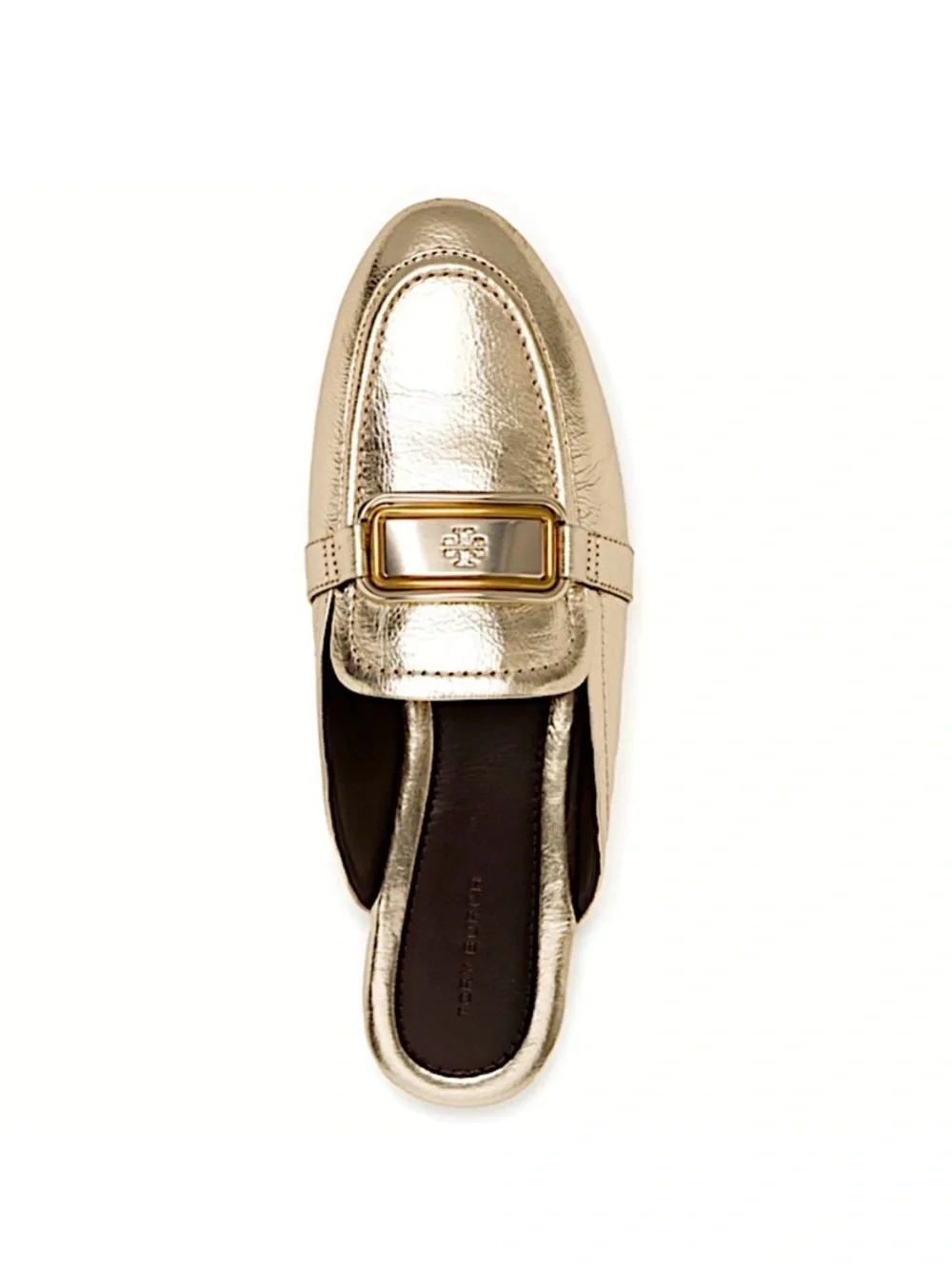 Tory Burch Georgia Metallic Gold Leather Mule 9